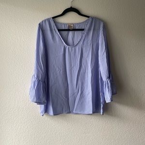 Blue and white striped blouse